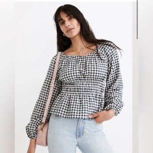 Madewell Sophia Top in Textured Windowpane Size XL
